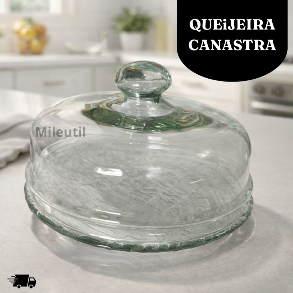 Queijeira de Vidro com Tampa | Prato Decorativo para Queijos, Frios e Sobremesas