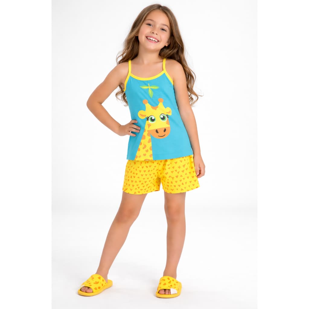 Pijama Fb Baby Doll Infantil Girafinha Confort Alçinha Verao Estampado Roupa De Dormir