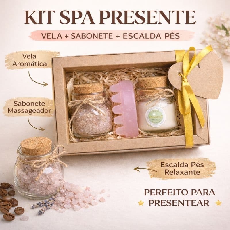 Presente Kit Spa Relaxante Vela Aromática+Escalda Pés+Sabonete Café/Lavanda Dia das Maes