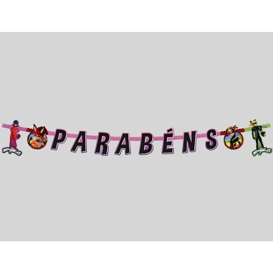 Faixa Parabéns - Tema Miraculous Ladybug