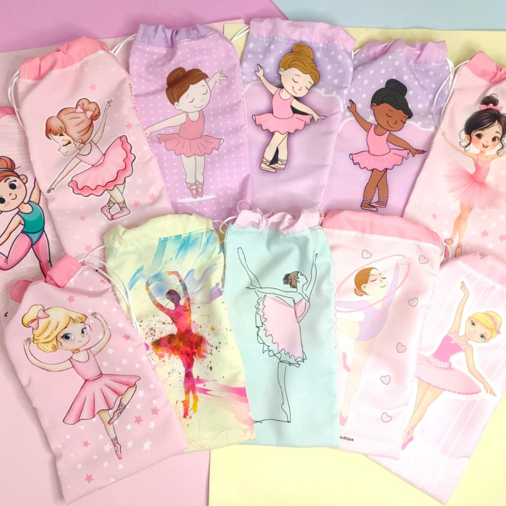 Saquinho para Sapatilha Ballet | Porta Sapatilhas com Tela Respirável | Infantil e Adulto