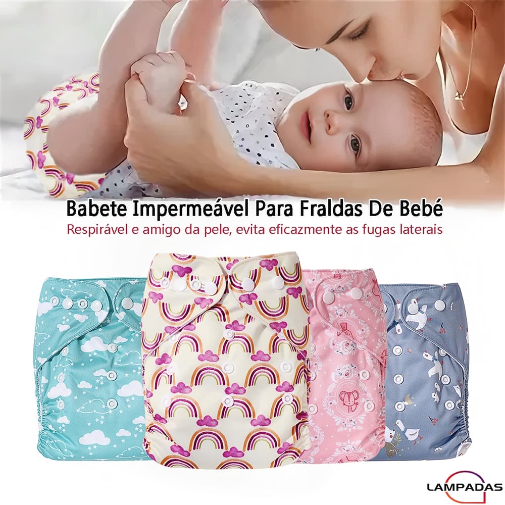 Fralda Reutilizável Impermeável Para Bebê Respirável E Segura Para Pele Sensível Ajustável Para 0-3 Anos