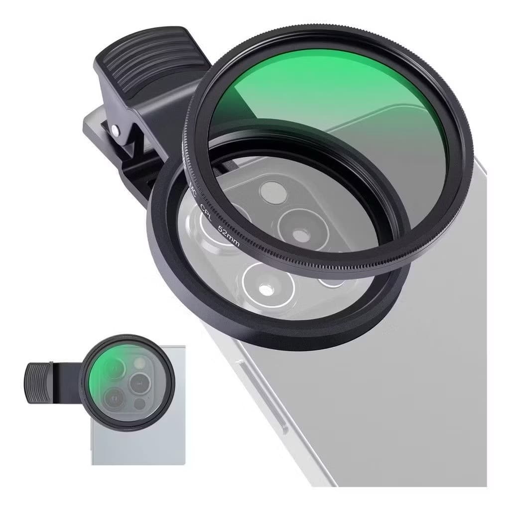 52mm Filtro Cpl Lente Polarizador Para Celular Clipe Anti Reflexo Com Estojo