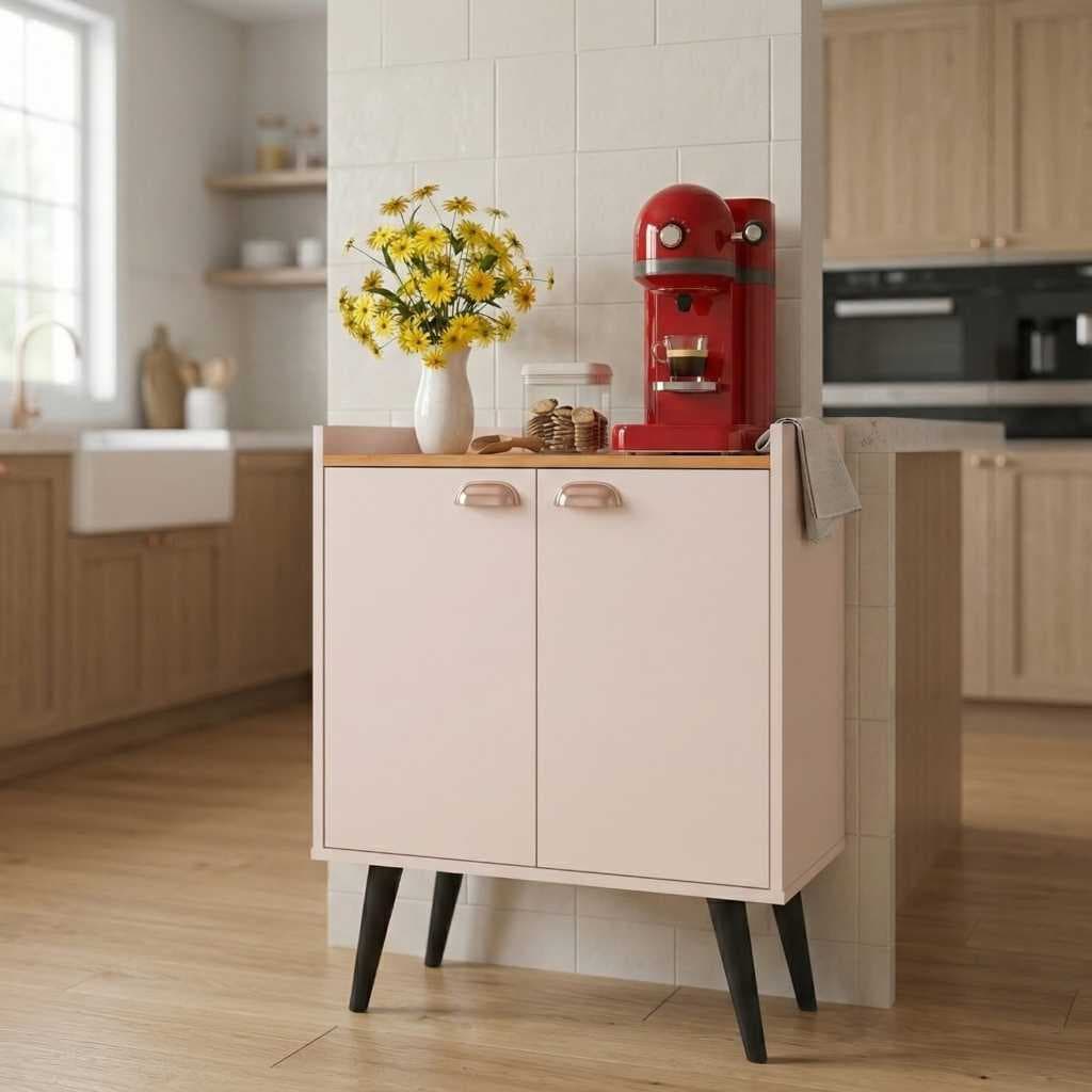 Aparador Buffet Balcão 2 Portas com Pés Retro Cantinho Do Café Sala Estar Jantar Cozinha