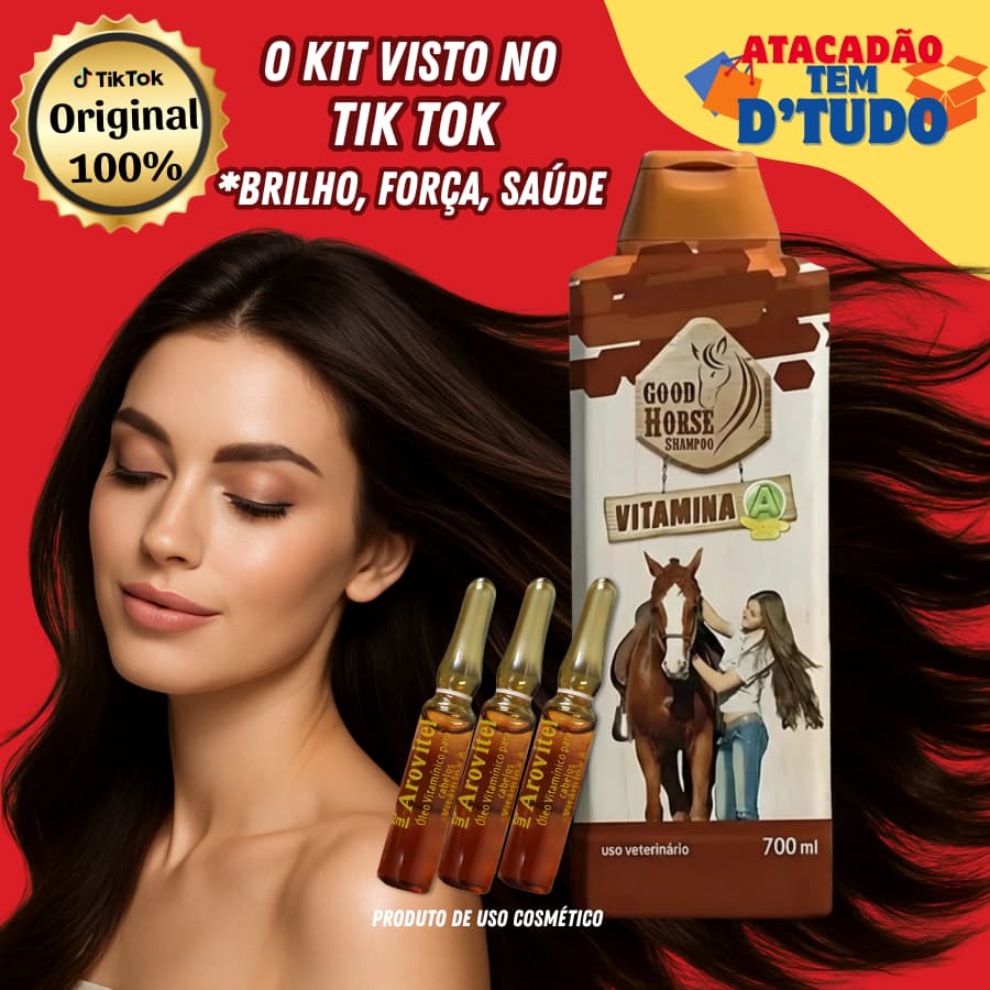 Kit Shampoo Good Horse +3 Vitamina A Cabelo Kit Original Shampoo de Cavalo