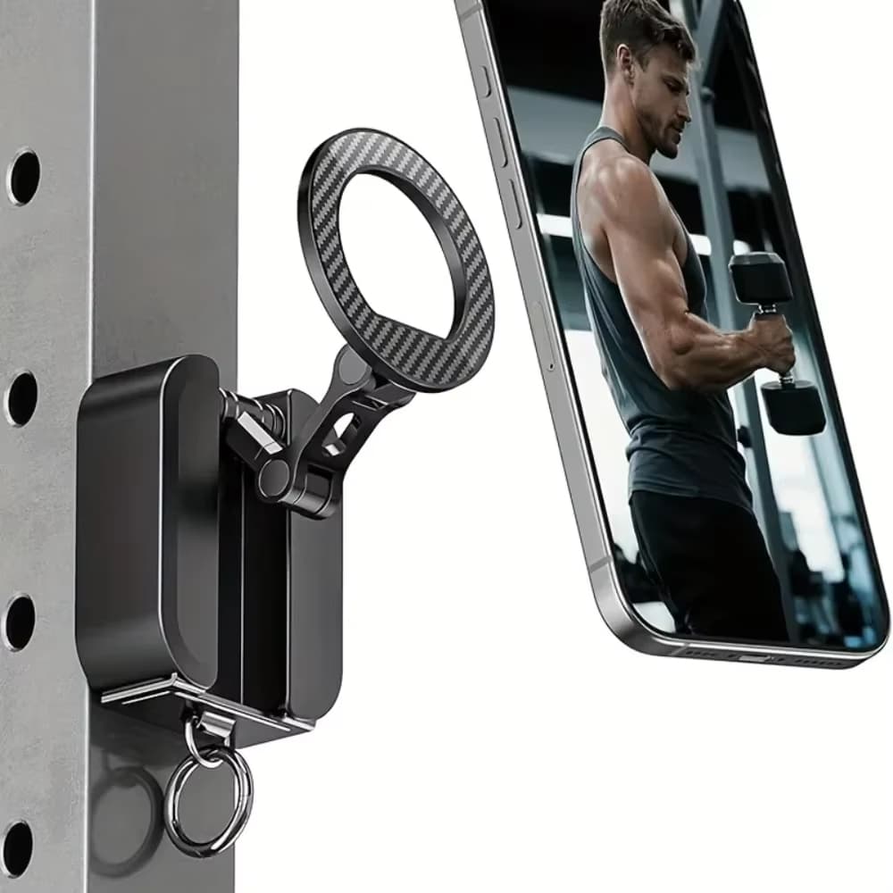 Suporte magnético para celular veicular com design de dupla dobragem