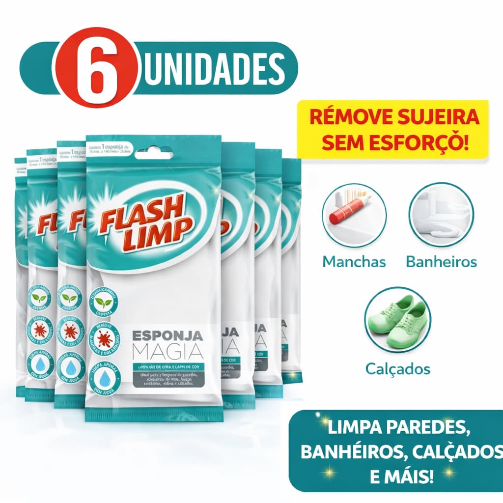 Kit com 03 ou 06 Esponja Magica - Flash Limp - solução prática e moderna para limpeza