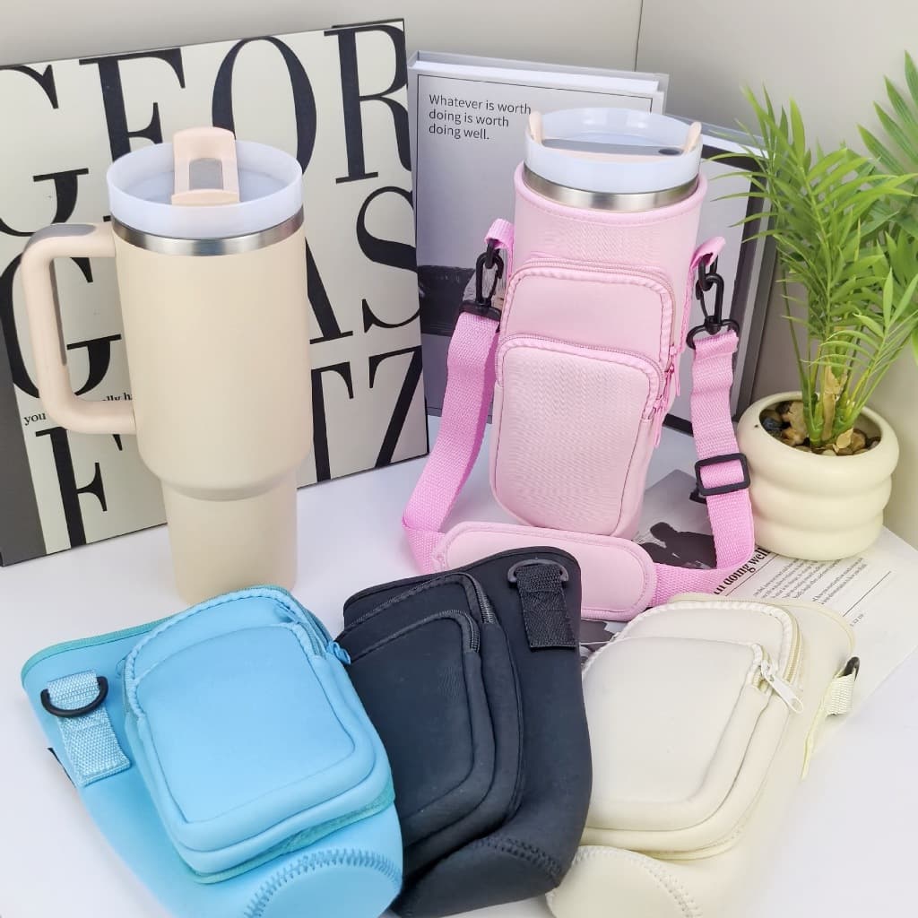 Bolsa Porta Garrafas De Água Compatível Com Copo 40oz 1,2 Litro Para Celular Chaveiro Com Alça De Ombro Ajustável