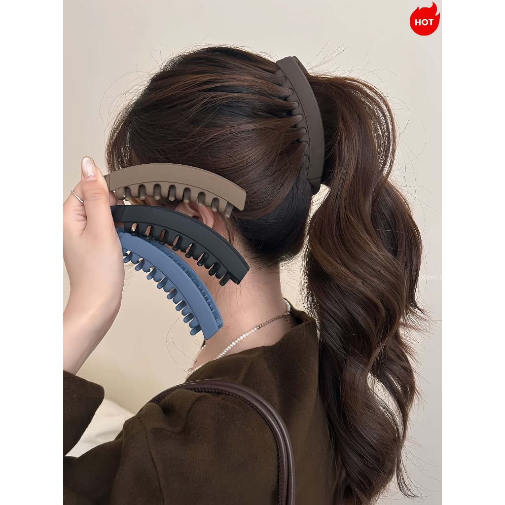 [ KIT 2 ] Presilha/Clipe De Garra Fosco Com Dentes Estilo Simples Banana Rabo De Cavalo Grampo -13CM