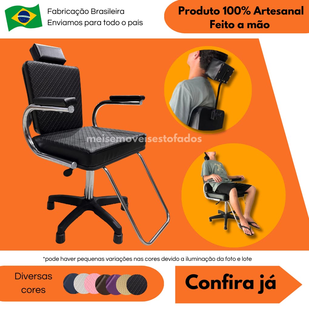 Cadeira elite salao de cabeleireiro barbeiro maquiagem lash confortavel regulagem de altura pistão