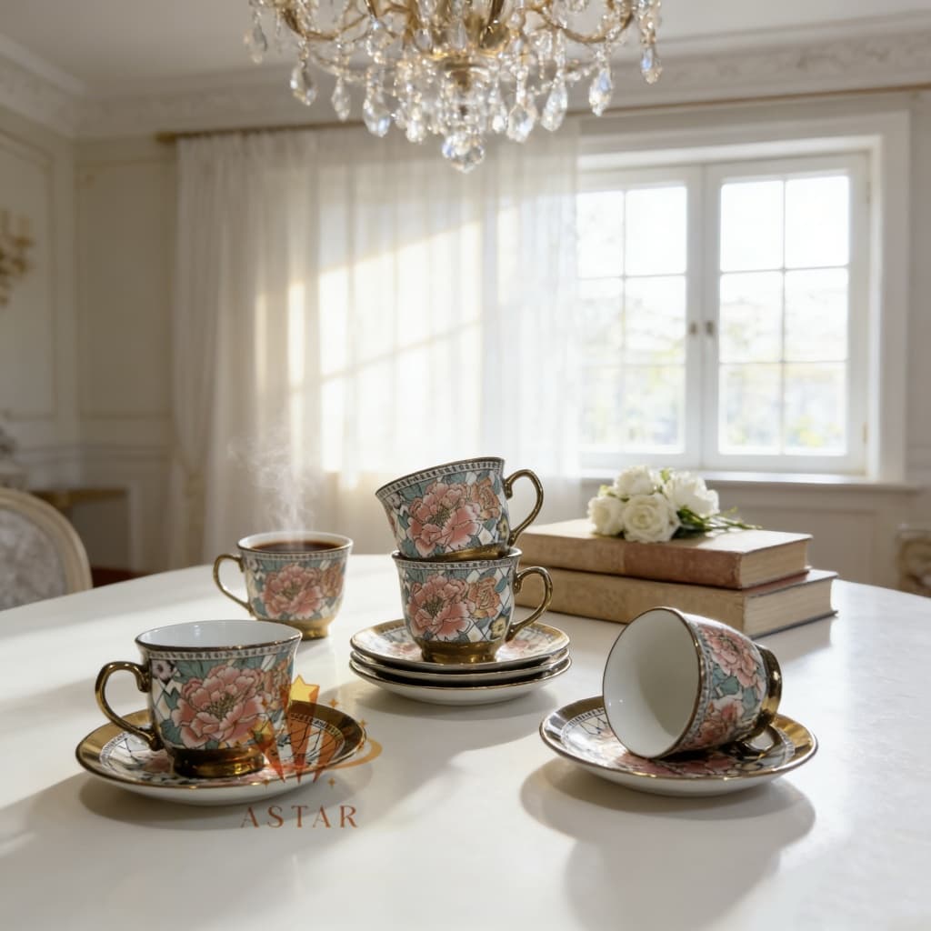 Xicaras Com Pires Kit 12 Pecas Porcelana