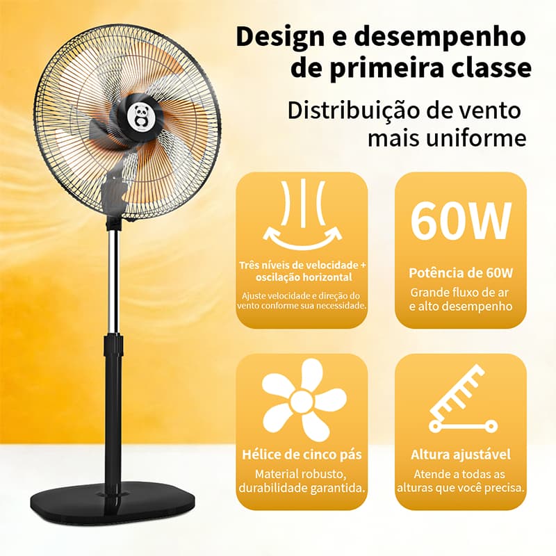 Ventilador 52cm De Coluna De Chão Turbo Vento Forte 3 Velocidades 127v/220v