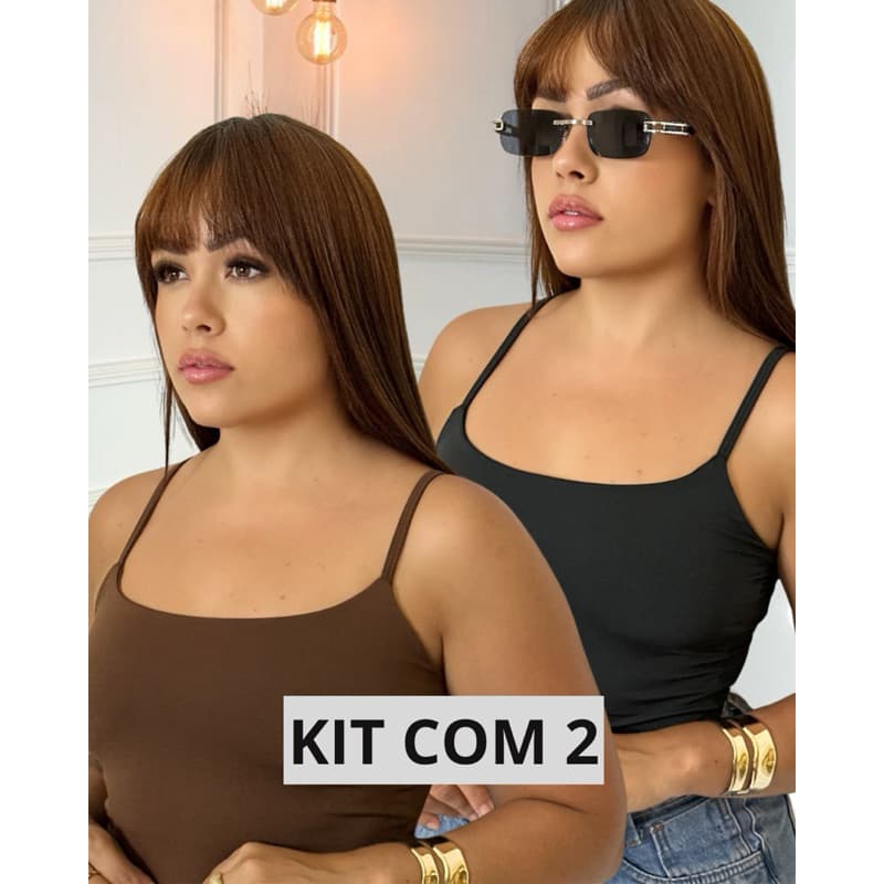 Kit 2 Regata alça fina básica dia a dia suplex academia