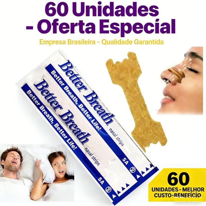 Kit 2 a 60 Unid Anti Ronco Adesivos Tira Nasais Expansores Pare de Roncar e Durma
