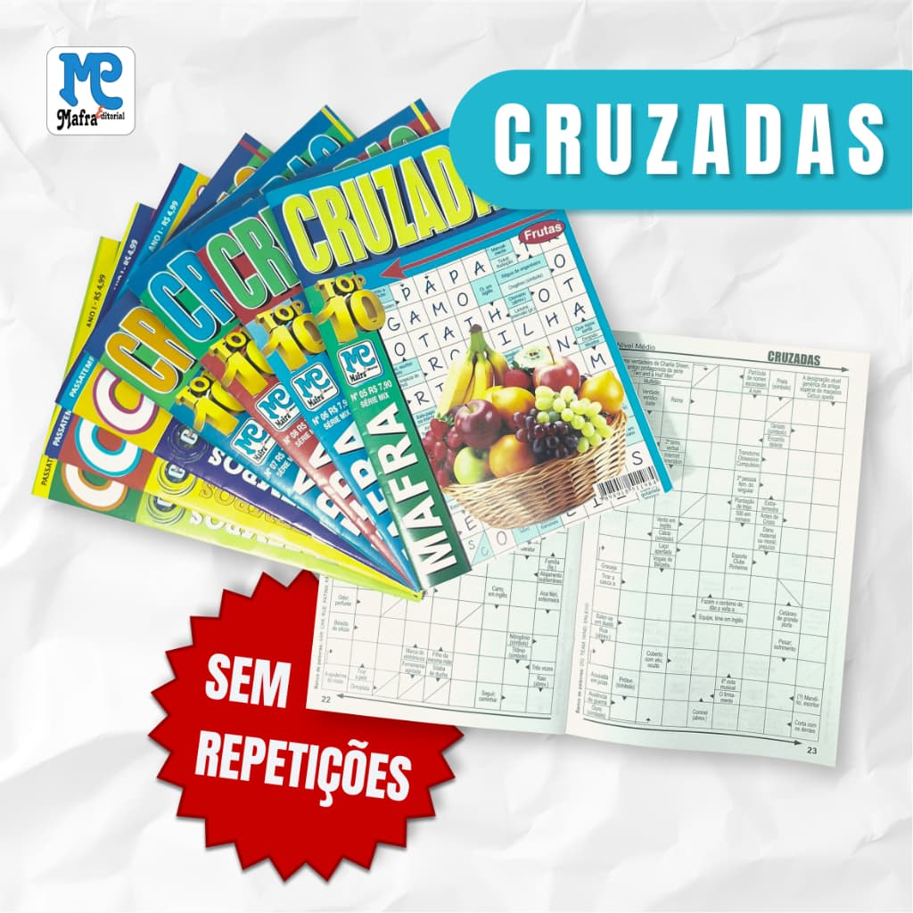 Livros Passatempo Palavras Cruzadas - Kits de 5 até 25 unidades - Sem Repetição