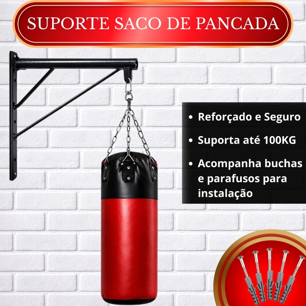 Suporte Reforçado para Saco de Pancada Boxe Muay Thai MMA Parede Aço