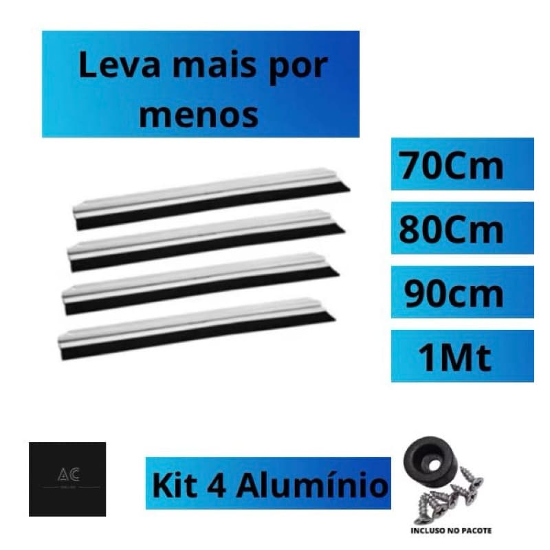 Kit 4 Veda Porta Alumínio com Borracha 70/80/90/100cm – Barreira Contra Poeira, Insetos, Vento e Luz