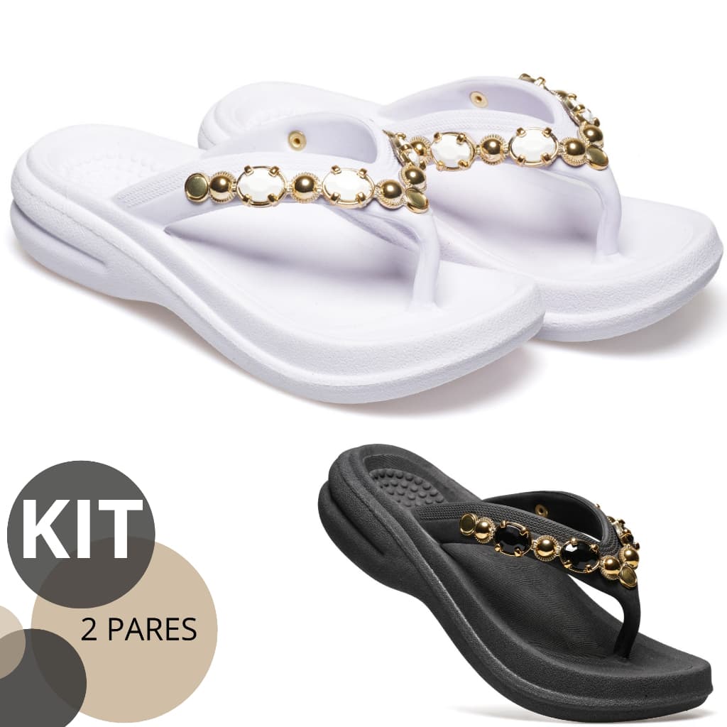 Kit 1 e 2 Pares Tamanco Ortopédico Macio STRASS