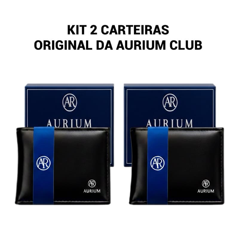 KIT 2 Carteiras Masculina (ACOMPANHA CAIXA) Aurium De Luxo Couro Sintético Premium