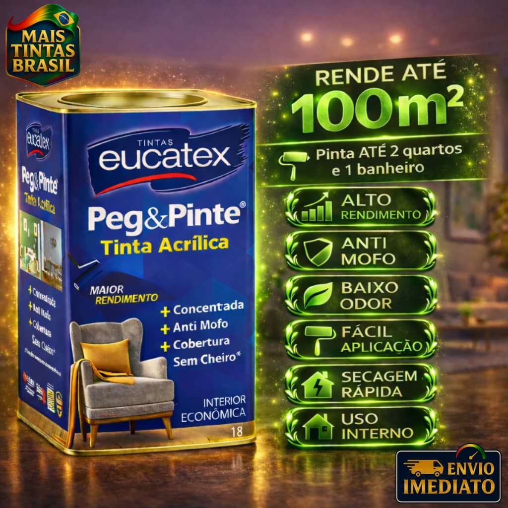 Tinta Peg & Pinte Eucatex 18L Acrílica Fosca Parede Interna Econômica