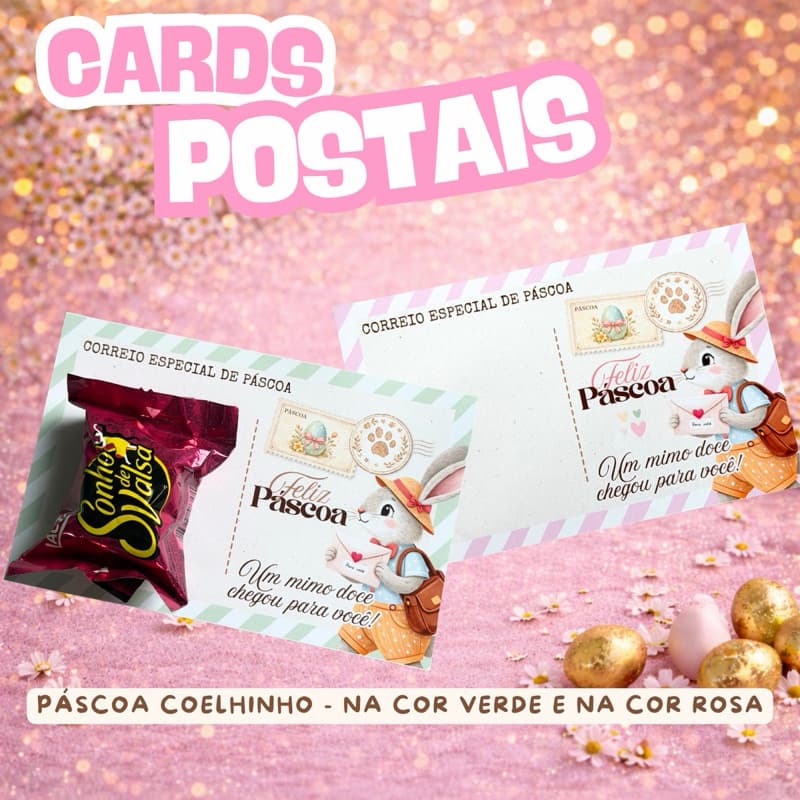 Card para Bombom Páscoa Coelhinho Personalizado com Logo | Porta Chocolate Correio Especial | Lembrancinha  Empresarial