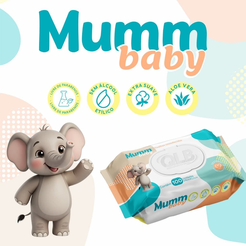 Caixa com 10 Lenços/Toalhas Umedecidas Mumm Baby c/ 100 Unidades Cada – Tampa FlipTop
