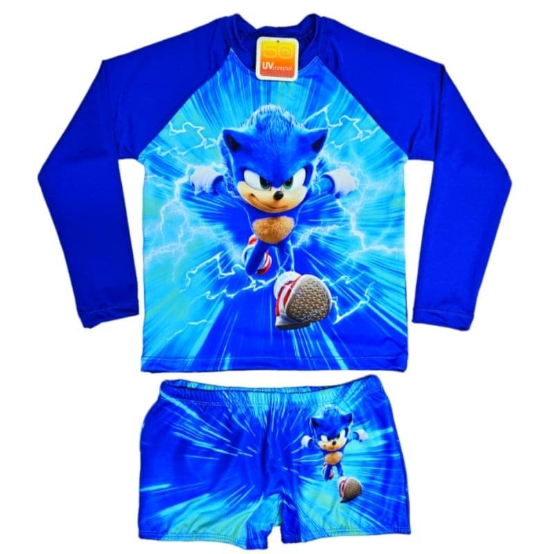 Kit Blusa Proteção Solar UV50 com Sunga Menino Herois Natação Conjunto