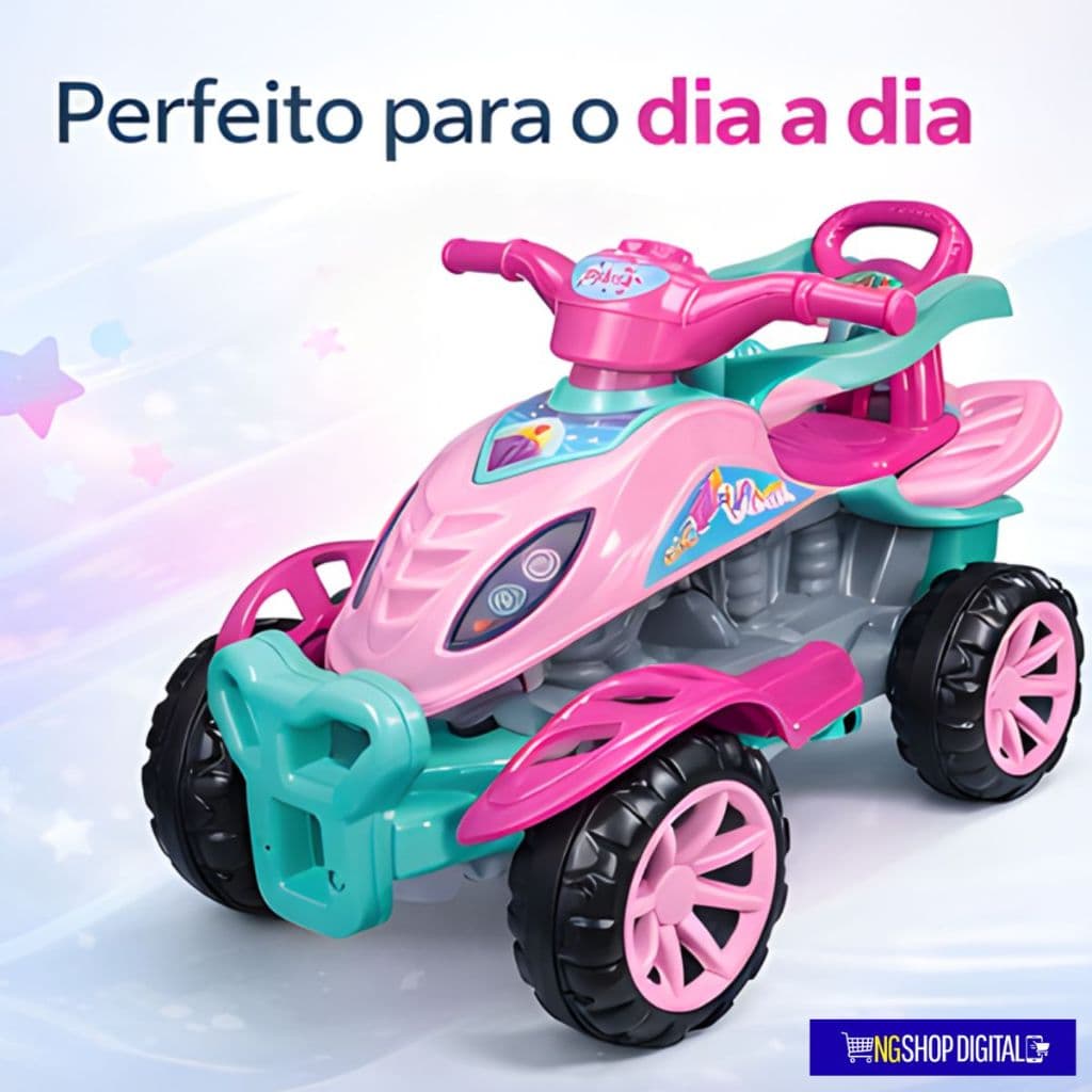 Quadriciclo Lady Star Rosa Carrinho De Bebê 2 Em 1 Passeio E Pedal Menina Presente
