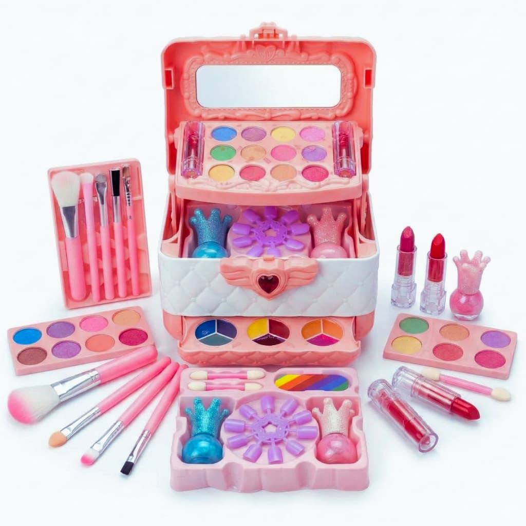Kit Maquiagem Infantil Princesa Maleta Mágica Completa Com Espelho Seguro Brinquedo Menina