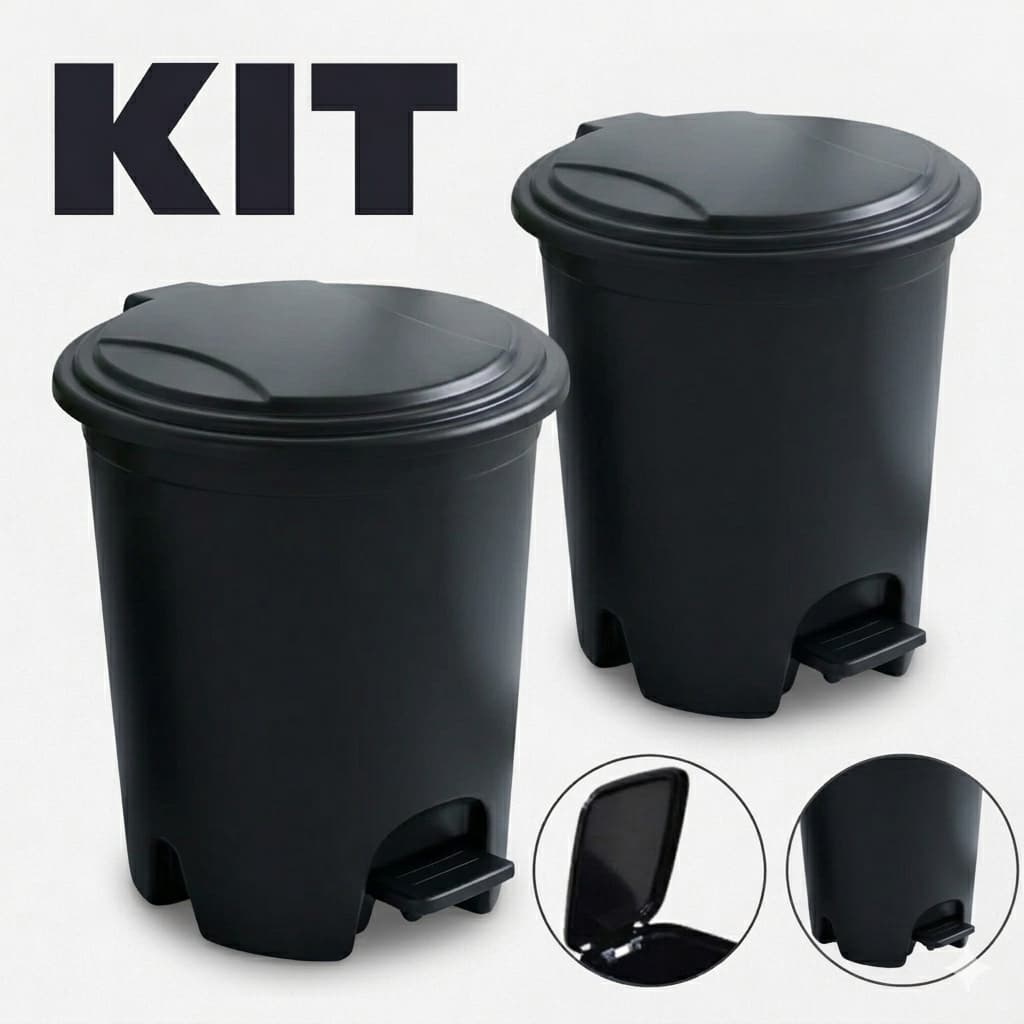 Kit 2 Lixeira Banheiro Pedal 7 Litros Plástico Escritório Lixeira Banheiro Escritório