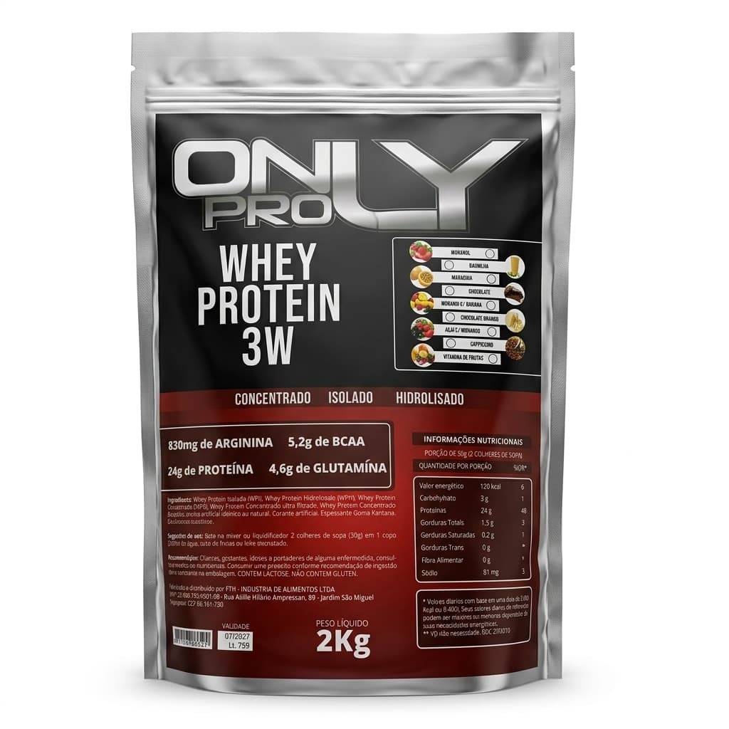 Whey protein 3w OnlyPro 2kg - concentrado isolado hidrolisado