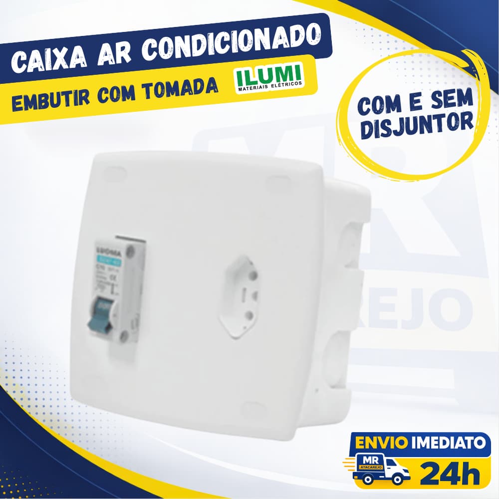 Caixa de Embutir para Ar Condicionado com Tomada 20A e Disjuntor 25A - ILUMI