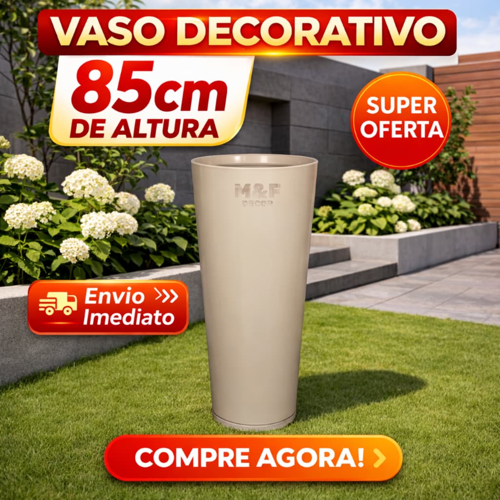 VASO GRANDE 85 CM DE PLANTA MARMORIZADO DECORATIVO PREMIUM COM PRATO LUXO CASA JARDIM