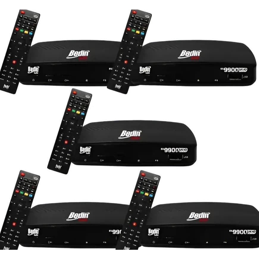 Kit 5 Receptor Digital Banda Ku Full Hd Bs9900 Bedin Sat Preto 5v