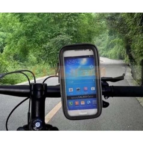 01 Kit Suporte Impermeável Celular Bike Moto,  Preto - Universal (Grande)