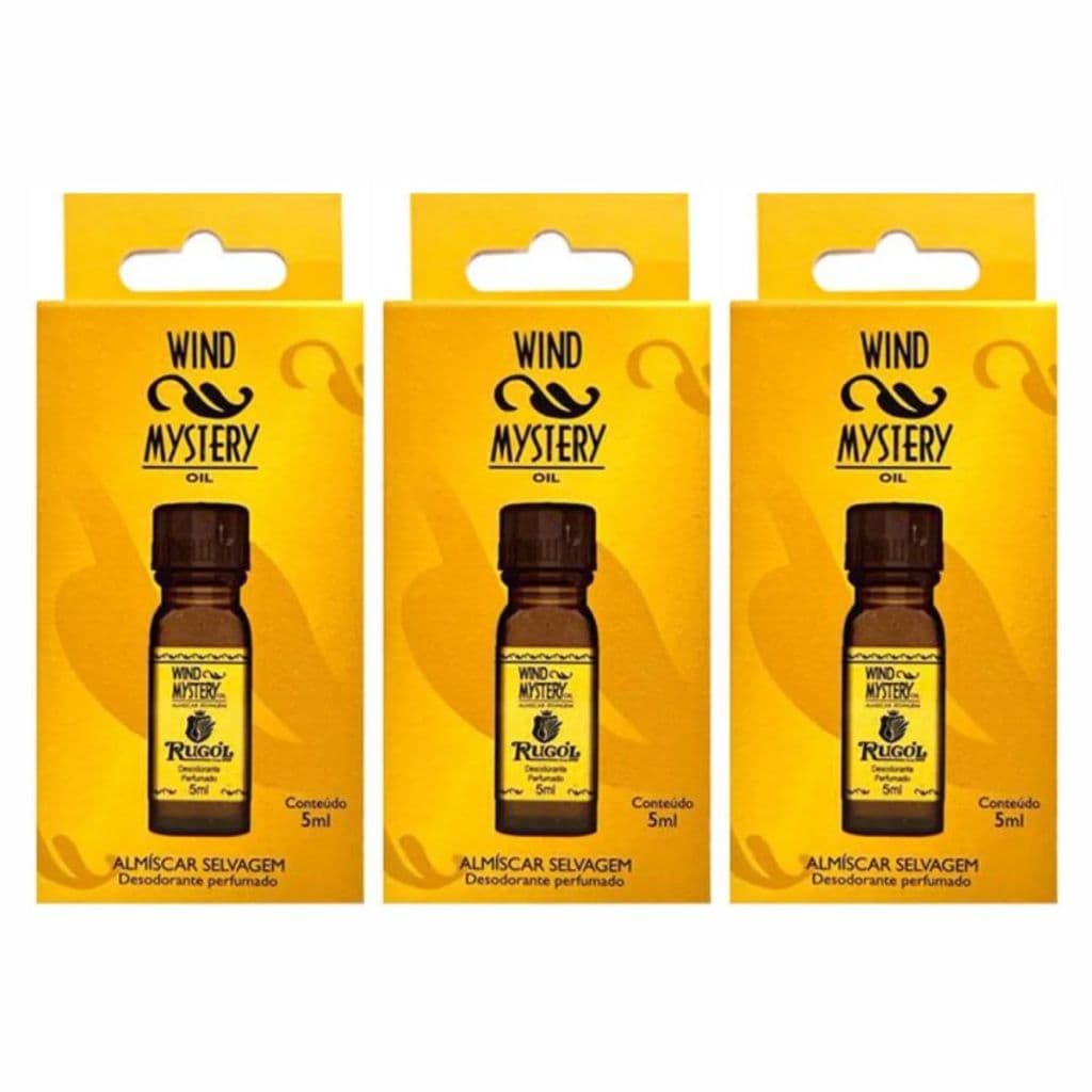 Kit Com 3 Almiscar Selvagem Wind Mystery Rugol Óleo Perfumado 5ml