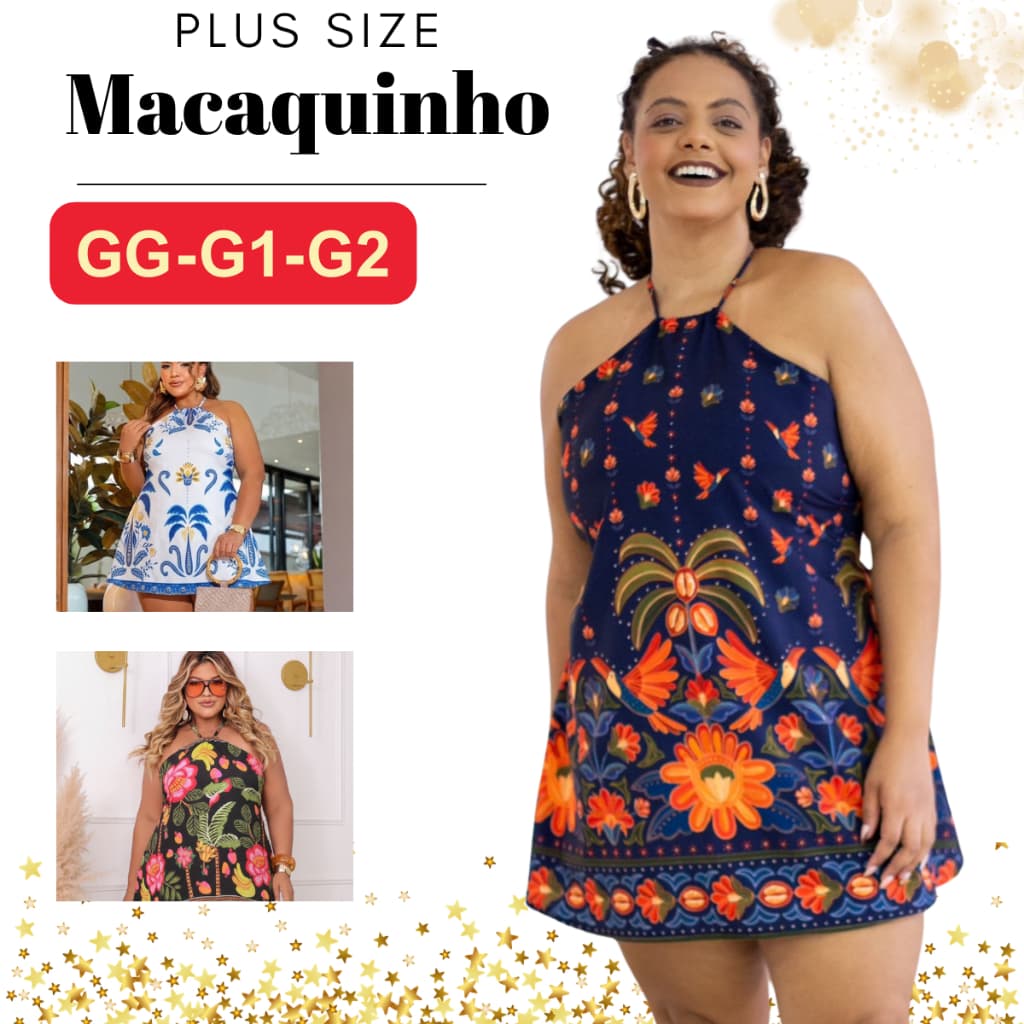 Macaquinho Short Saia Plus Size Rodado Soltinho Tendencia  Estampado Chique Candy Color Verão