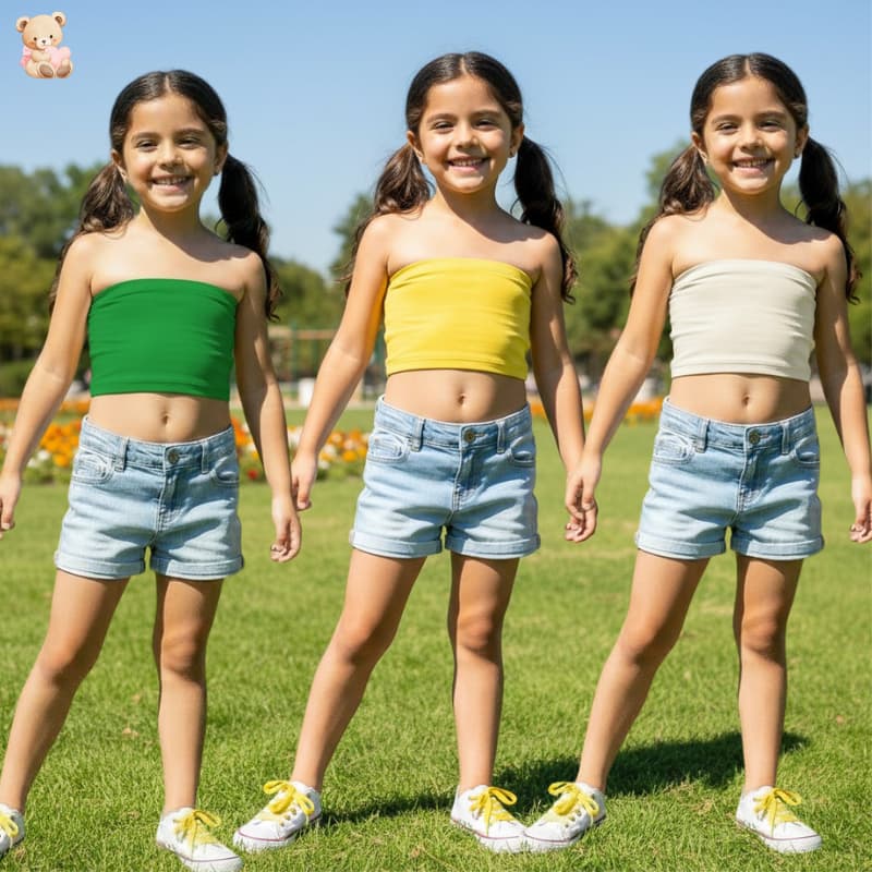 Kit 3 Tops Tube Infantil (Ou Unidade) Menina Faixa Sem Bojo Algodão Macio Moda Kids