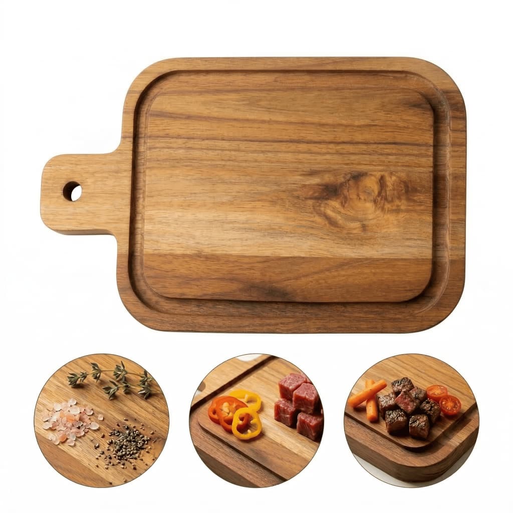 Mini Tábua de Cozinha Ideal Para Cortes Rápidos do Dia a Dia Temperos Legumes Verduras Carne Madeira Teca