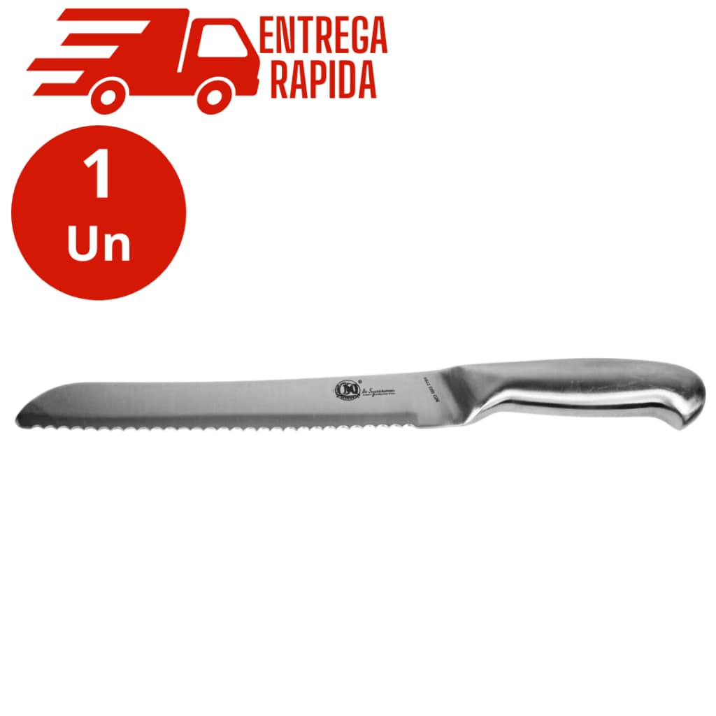 Faca Pão Profissional 8 Polegadas Aço Inox Inteiriça Serrilhada Corte Preciso Utensilio Cozinha