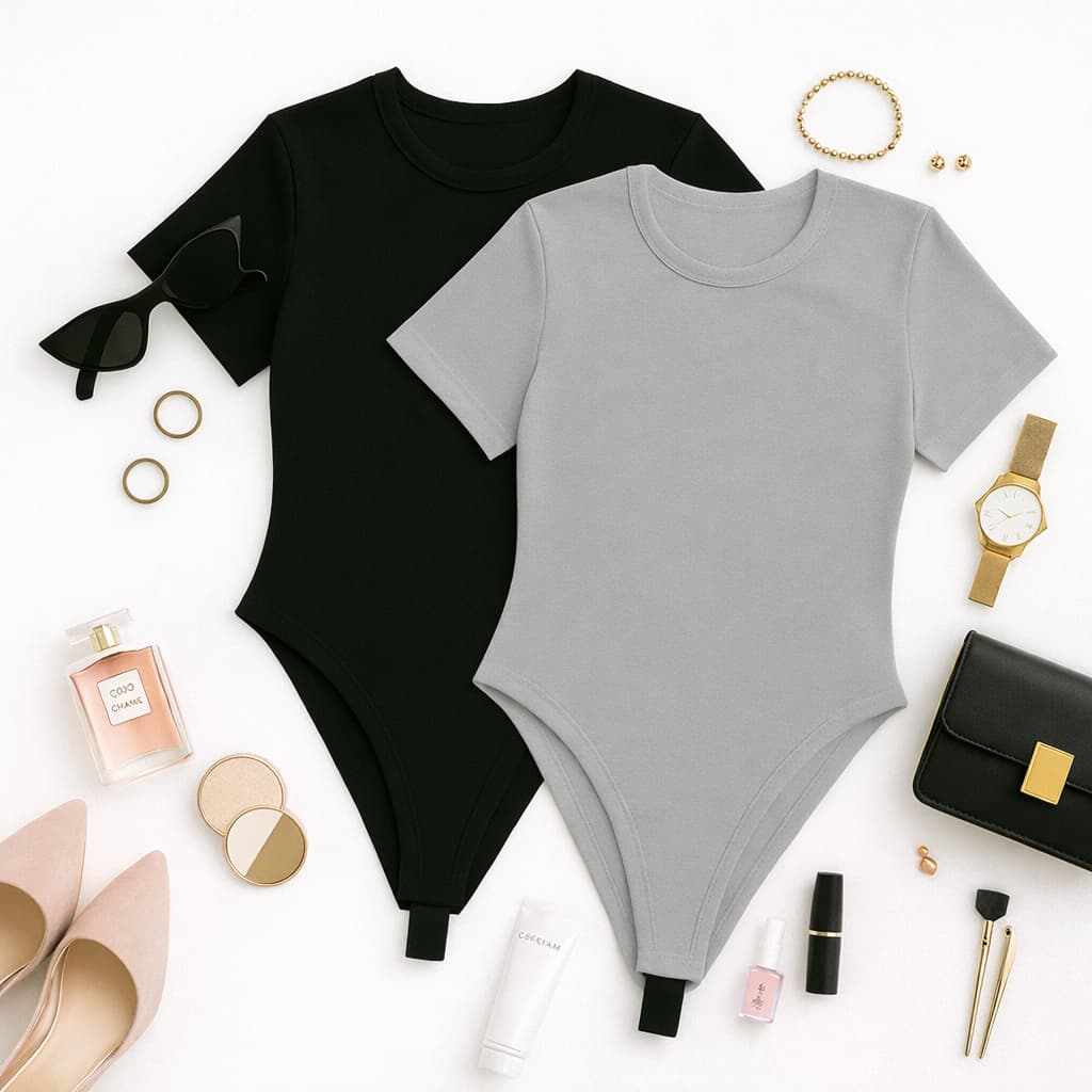 KIT 2 Body Feminino Manga Curta Suplex Sem Bojo Têndencia