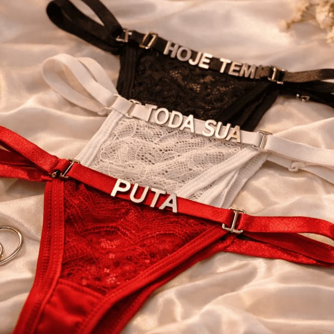 Calcinha ajustável com nome palavras personalizada sexy lingerie moda intima