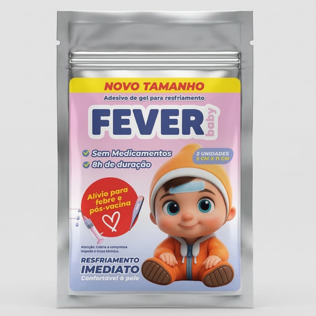 FeverBaby Adesivo Refrescante Bebê Febre e Pós‑Vacina 2un Alívio 8h
