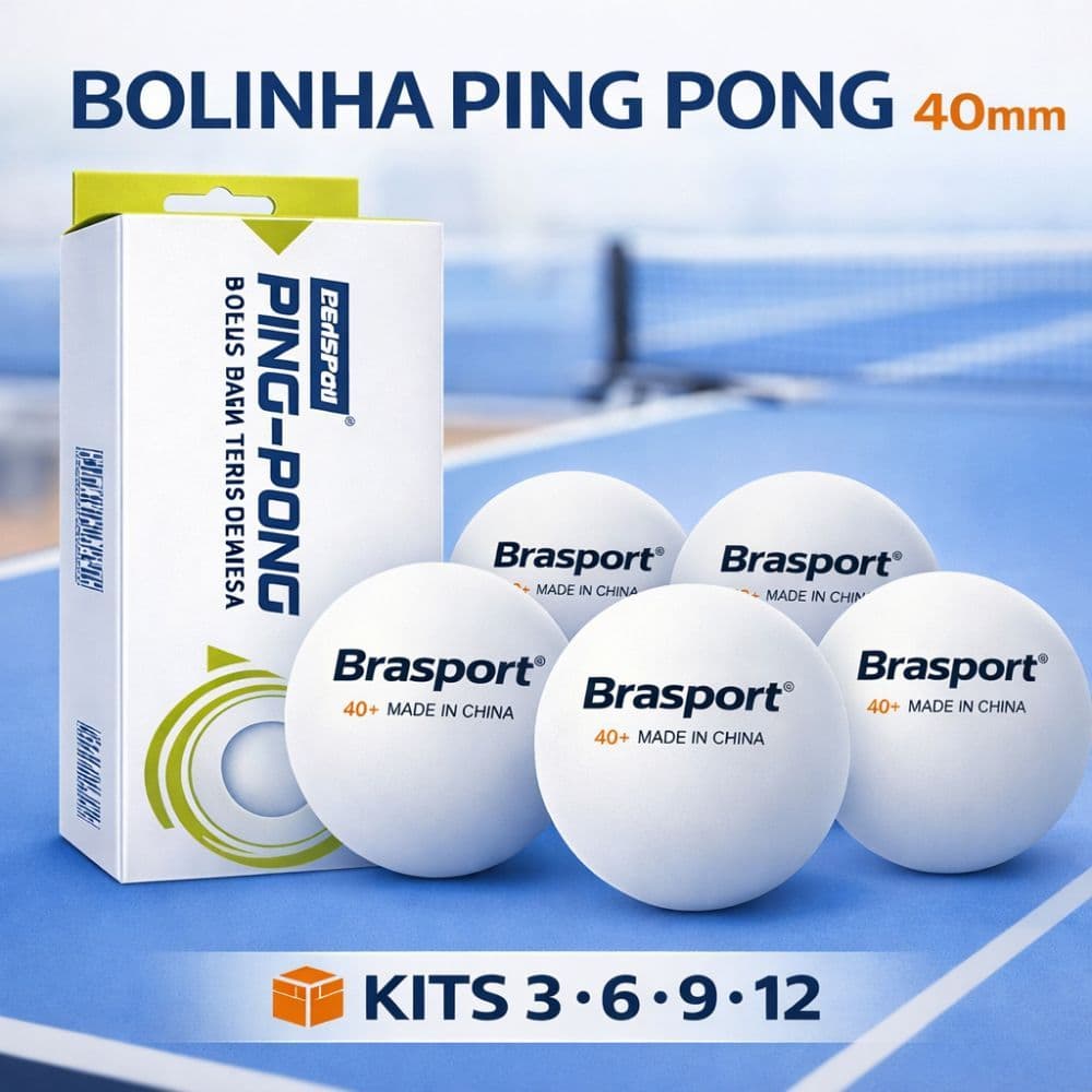 Kit Bolinhas de Ping Pong Tenis de mesa Brasport 3 estrelas 3/6/9/12 Tamanho Oficial alta aderência