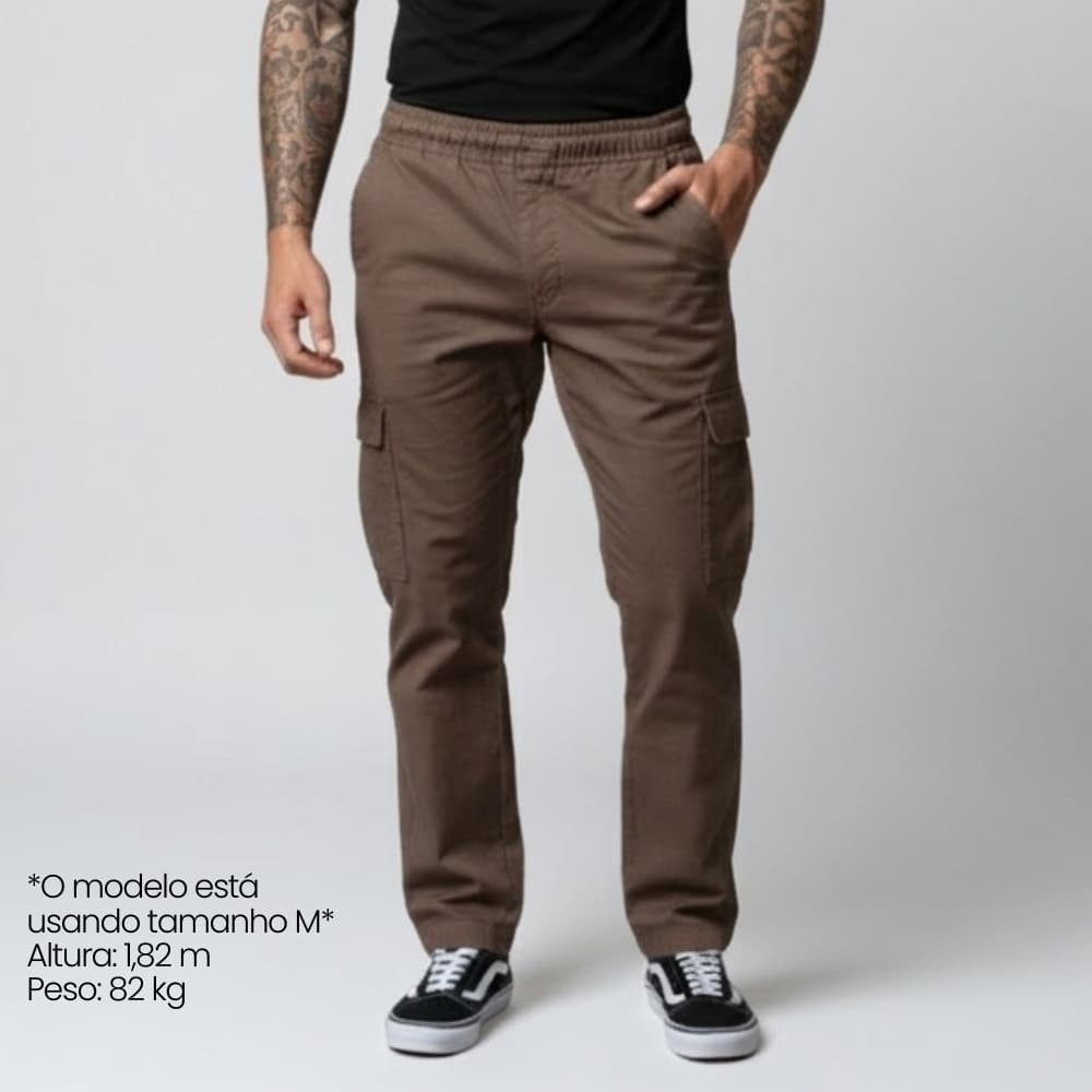 Calça Cargo Masculina em Sarja vários bolsos - para trabalhar, tatica, trekking