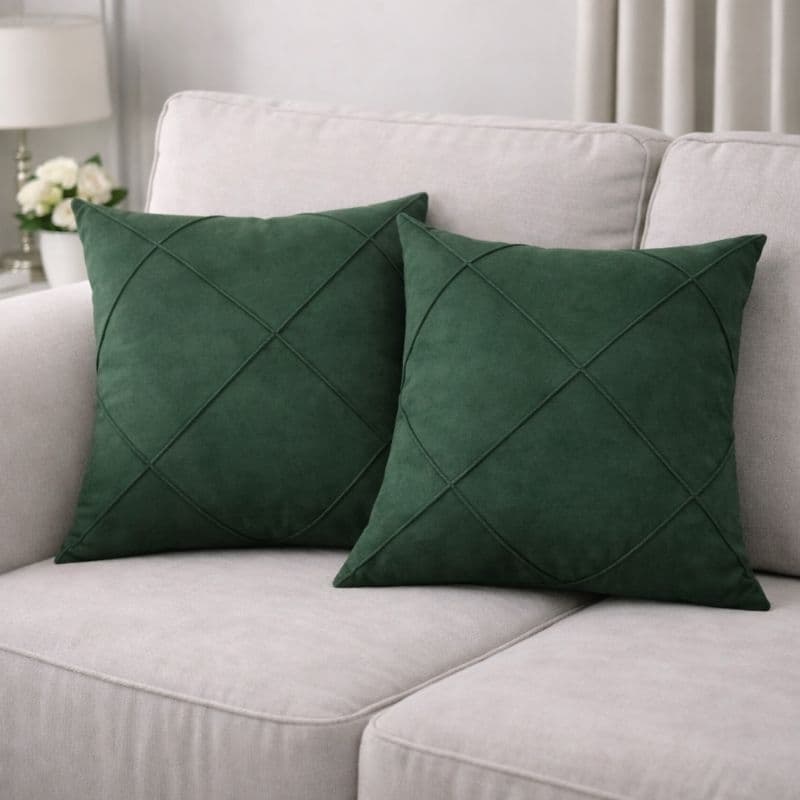 2 Capas de Almofadas de Suede Drapeadas 45x45 cm