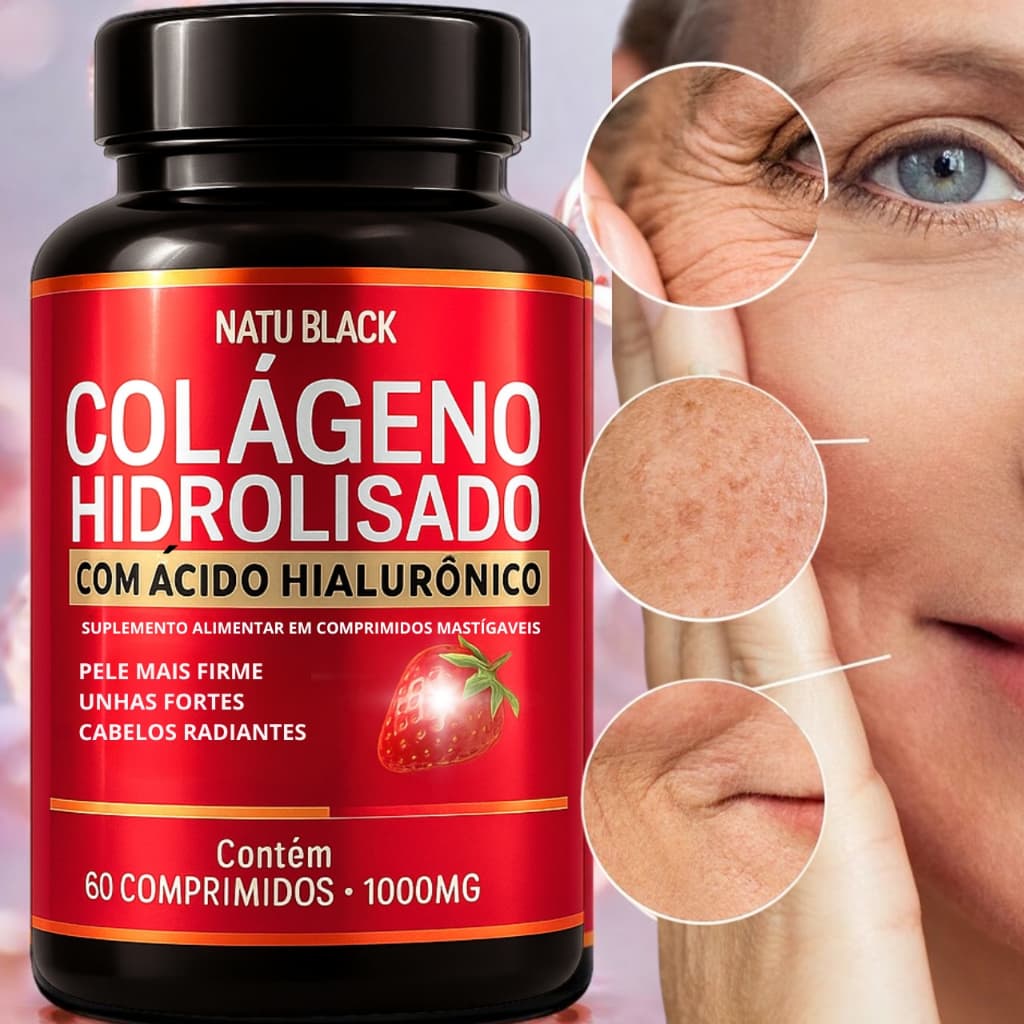 Colageno Hidrolisado com Ácido Hialurônico Premium Pele Cabelo e Unhas - ENVIO IMEDIATO