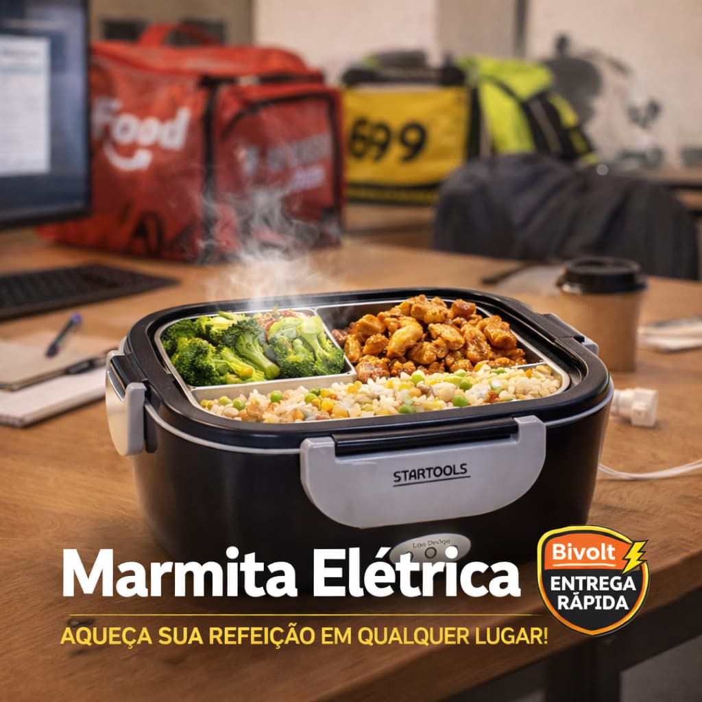 Marmita Elétrica Para Comida Bivolt Portátil Aquece Sem Agua