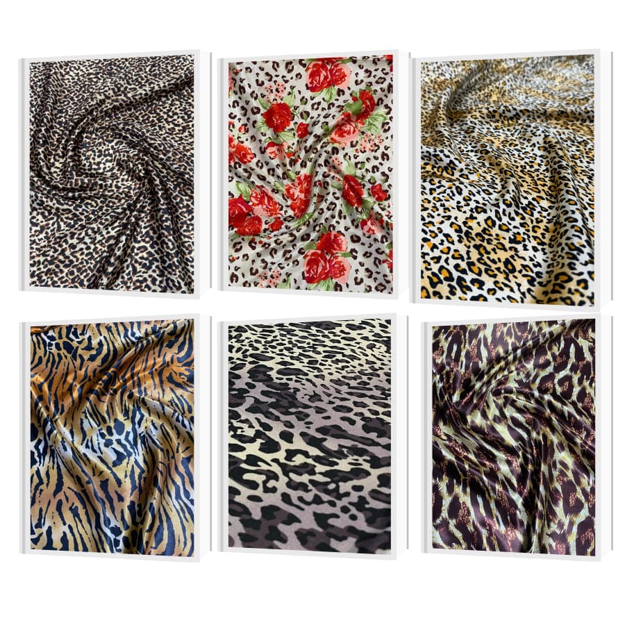 Tecido Cetim Estampa Onça 1,40m largura Para Vestidos e Saias