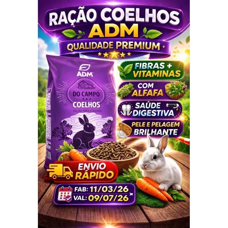 Ração Natural Adm Presence Para Coelhos Reduz Odor De Fezes 5kg